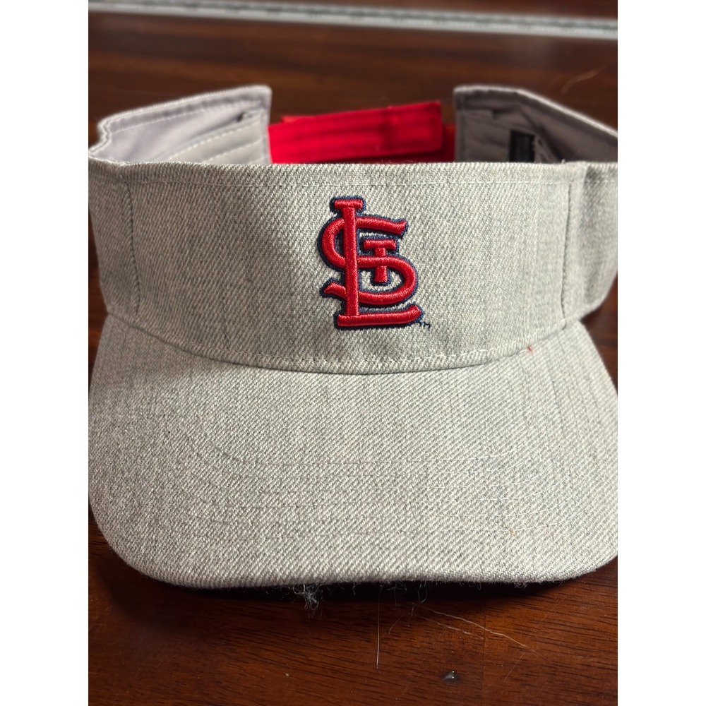 St Louis Cardinals MLB Gray Sun Visor Hat Adjustable STL Logo Fredbird Mascot